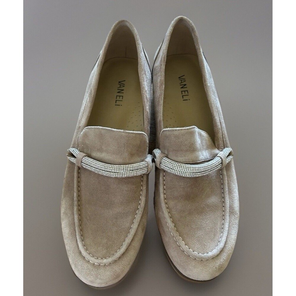 Vaneli Karida Military Suede Loafers Women’s 10 Rhinestone Corded Keeper Capsule